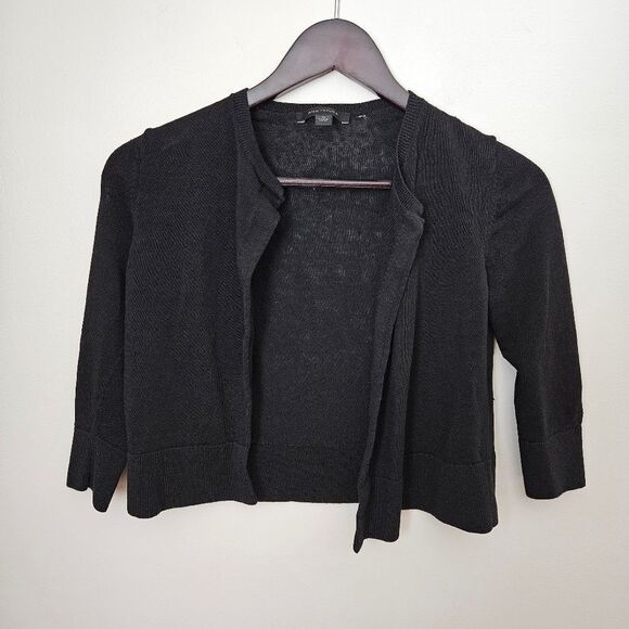 Ann Taylor Cardigan Sweater Short Business Casual Neutral Black Knit Classic - Picture 10 of 10